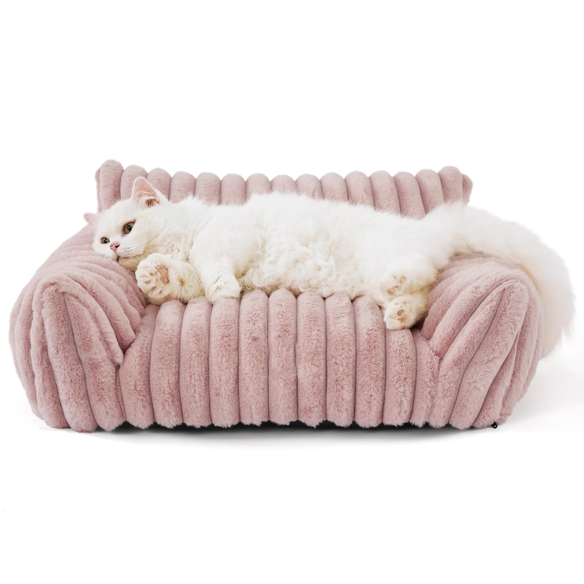 Modern Classic Solid Color Sofa Shaped Cat Dog Bed Soft Plush Washable Non-Slip Self Warming Pet Nest for Small/Medium Indoor