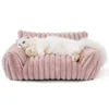 Modern Classic Solid Color Sofa Shaped Cat Dog Bed Soft Plush Washable Non-Slip Self Warming Pet Nest for Small/Medium Indoor