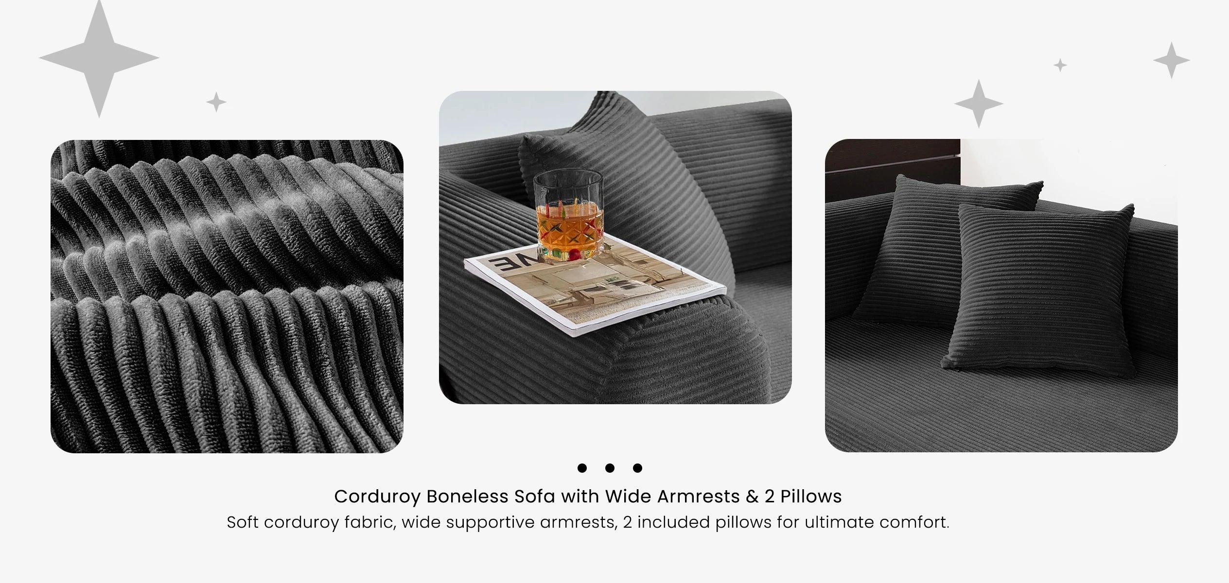 79'' Boneless Couch Foldable Convertible Futon Sleeper Sofa Bed Floor Lounge with L-Shaped Armrests for Living Room Sofas