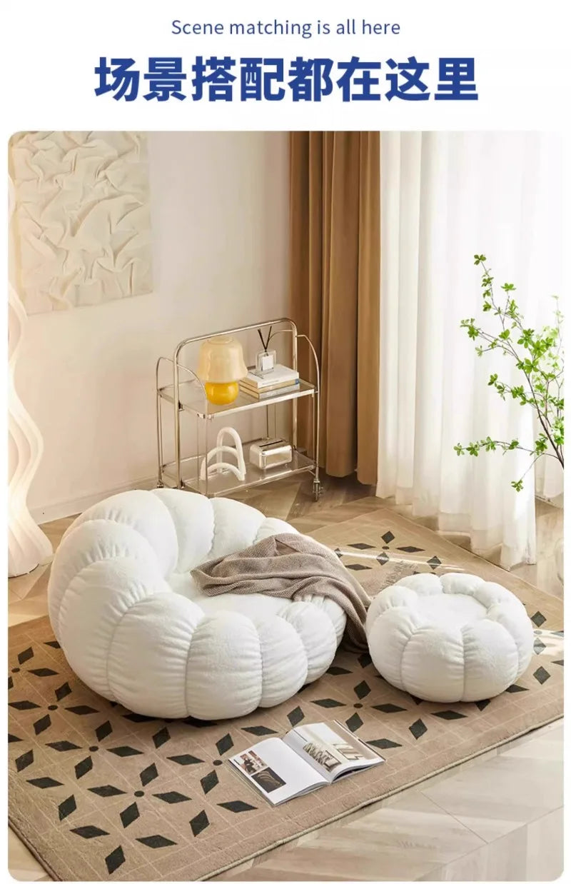 Lazy Pumpkin Sofa Nordic-Style Single Sofa Chair EPS Particle Filling Soft Comfortable Home Living Room Balcony Bedroom Sofa set