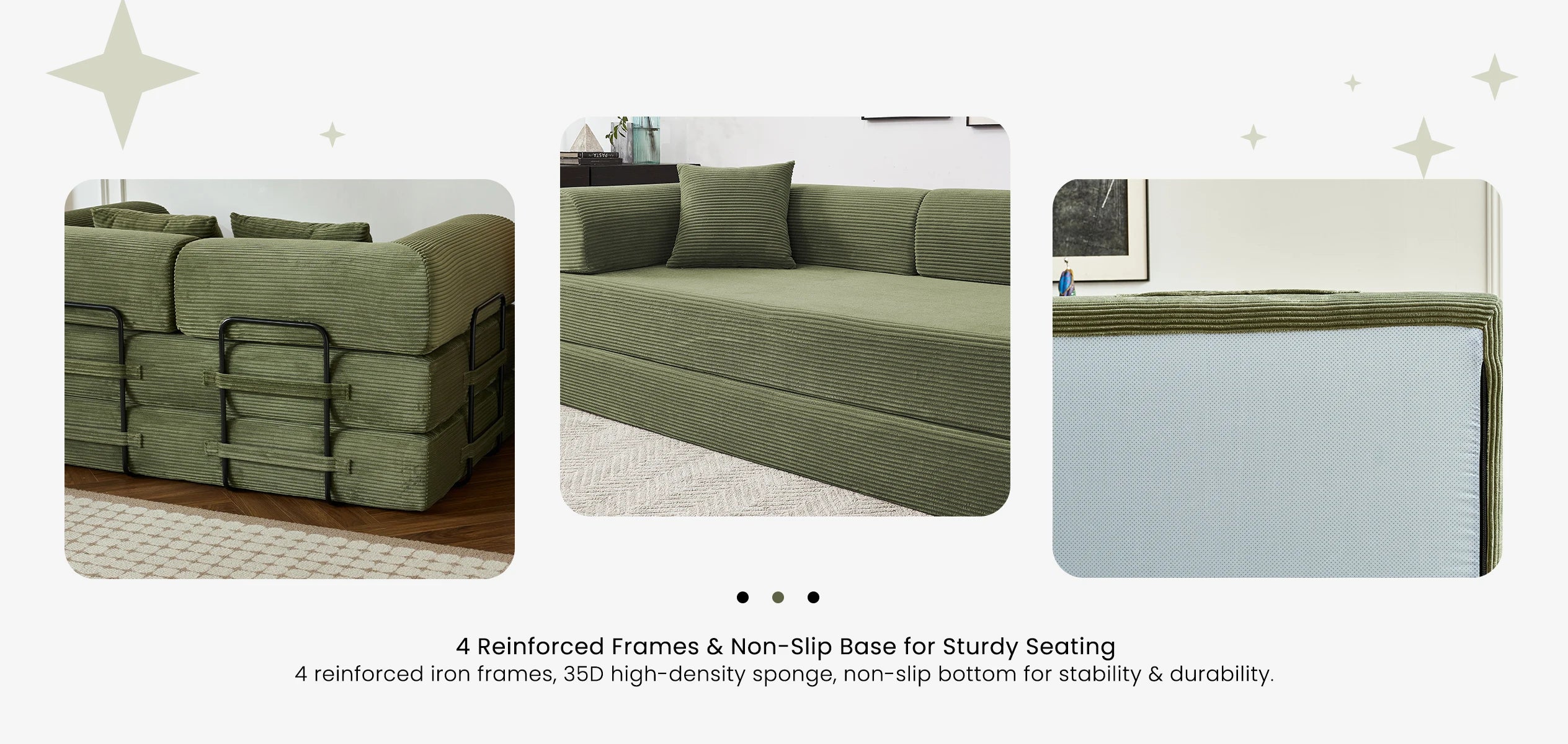 79'' Boneless Couch Foldable Convertible Futon Sleeper Sofa Bed Floor Lounge with L-Shaped Armrests for Living Room Sofas