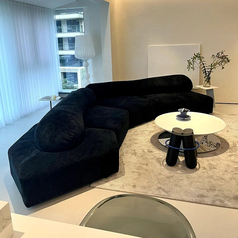 Nordic Italian Living Room Sofas Black Modern Designer Daybed Lounges Sofas Recliner Luxury Wooden Canape Salon Home Furniture