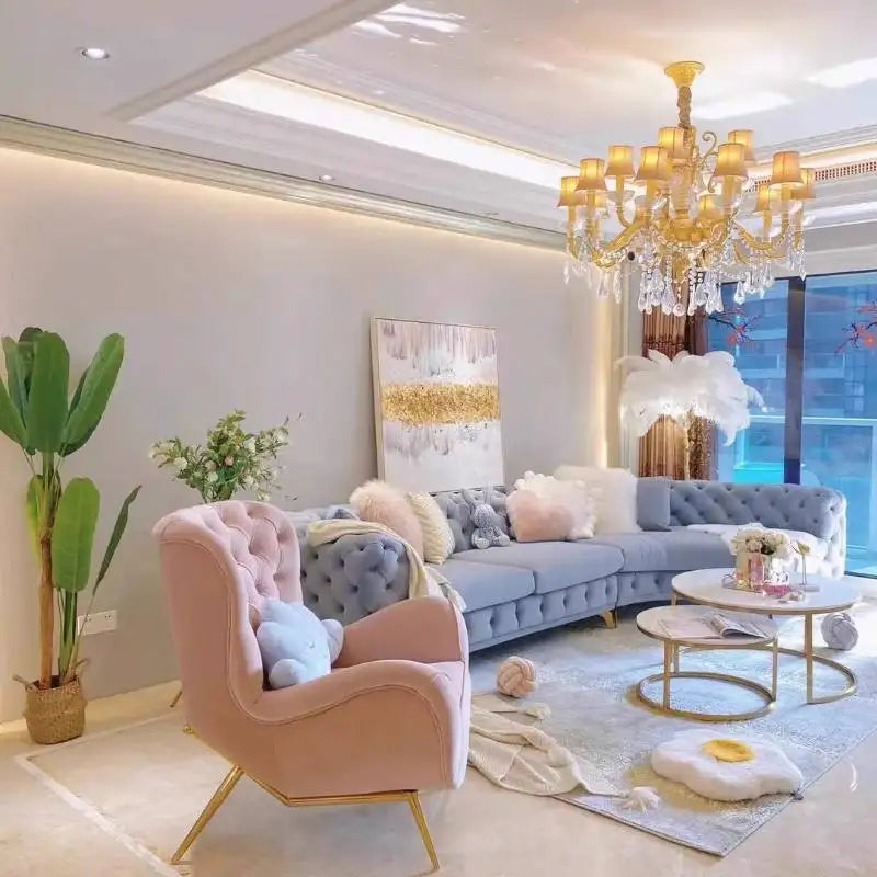 Cheap Pink Living Room Sofas Oversized Luxury Corner Sectional Living Room Sofas Single Modern Couch Wohnzimmer Furniture Home