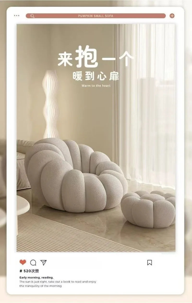 Lazy Pumpkin Sofa Nordic-Style Single Sofa Chair EPS Particle Filling Soft Comfortable Home Living Room Balcony Bedroom Sofa set
