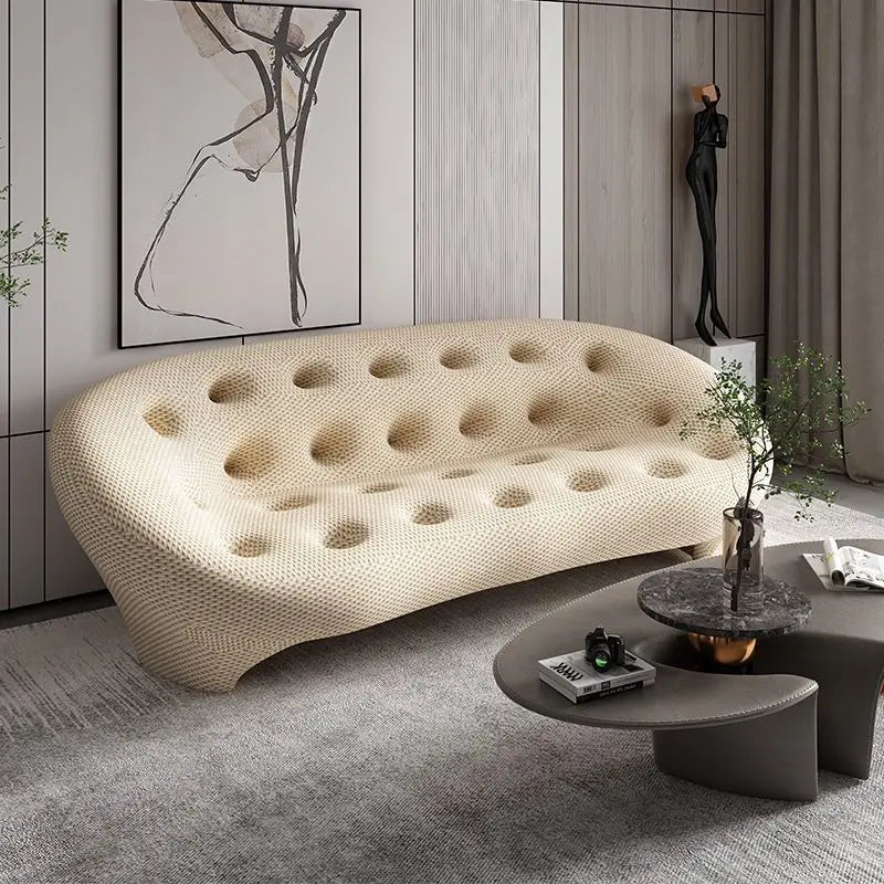 Modern 3D Knitte Fabric Living Room Sofa Comfortable Soft Sponge Seat Sofas Luxury Office Hotel Lounge Couches with Wood Frame