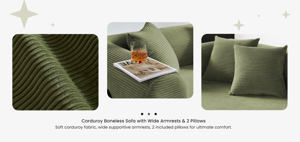 79'' Boneless Couch Foldable Convertible Futon Sleeper Sofa Bed Floor Lounge with L-Shaped Armrests for Living Room Sofas