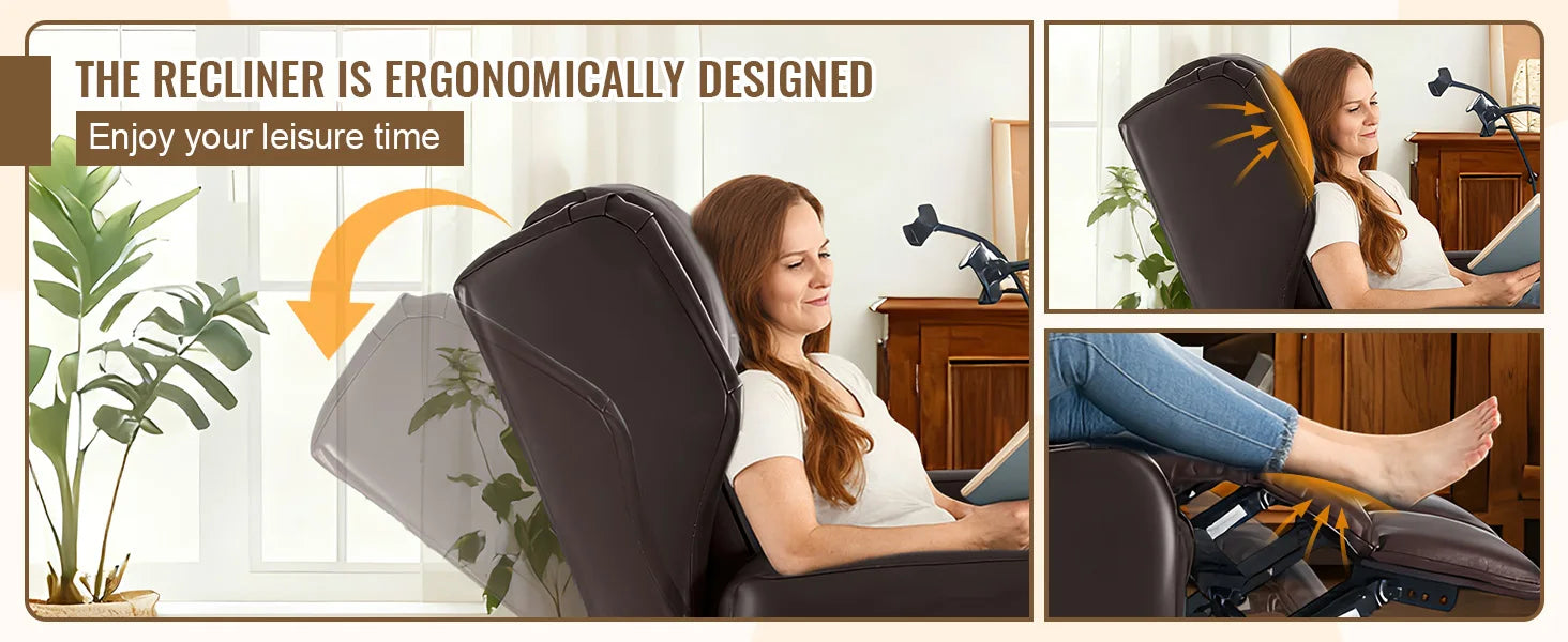 Redlife Loveseat Electric Recliner Sofa for Seniors, Massage & Heat,Dual Motor,350LBS Capacity,Cat-Claw Leather,For Living Room