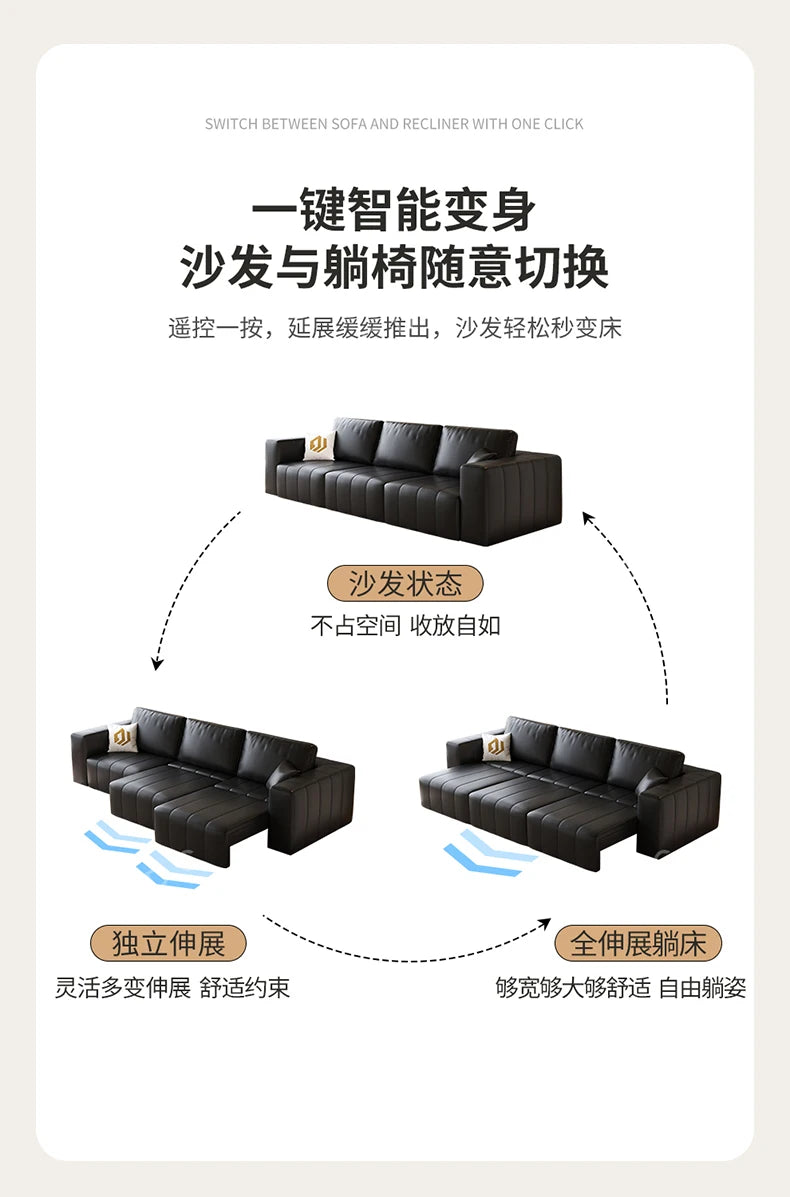 Minimalist Cowhide Reclining Sofas Nordic Luxury Multifunction Living Room Sofa Chaise Lounge Home Furniture Sofy Do Salonu FYSF