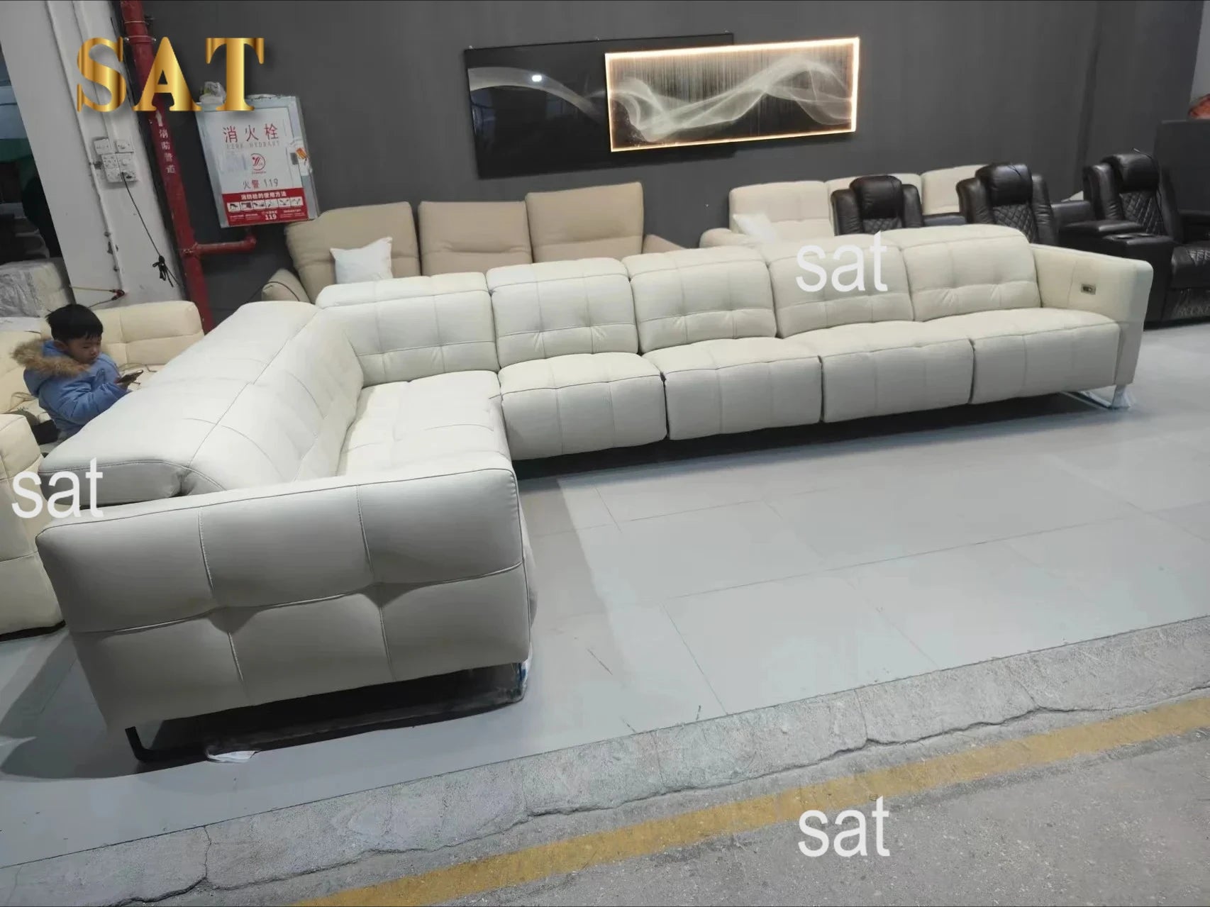 Luxury Genuine Leather Sectional Couch, Modern L-Shaped Dual Motors Electric Recliner Sofa with Adjustable Headrest Theater Room