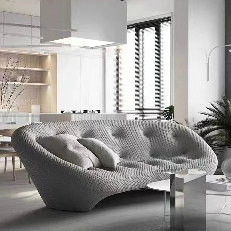 Modern 3D Knitte Fabric Living Room Sofa Comfortable Soft Sponge Seat Sofas Luxury Office Hotel Lounge Couches with Wood Frame