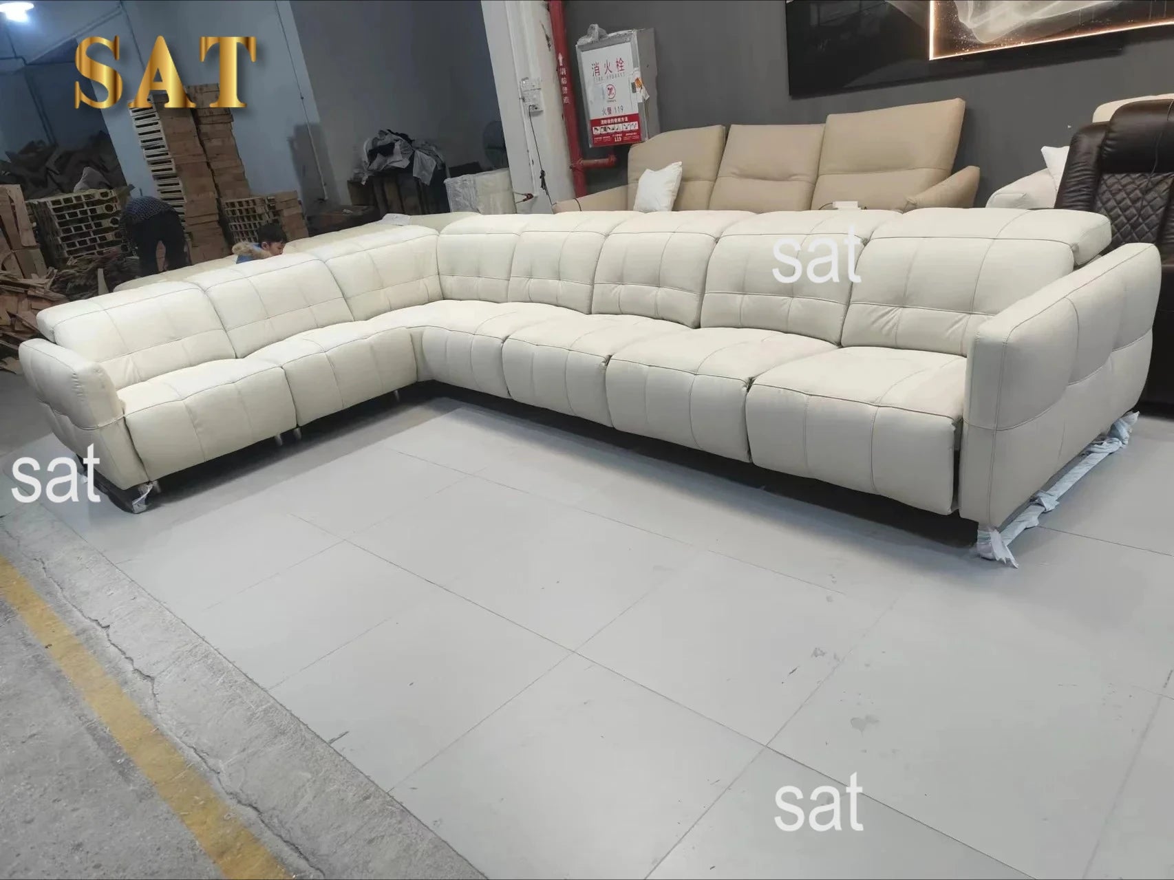 Luxury Genuine Leather Sectional Couch, Modern L-Shaped Dual Motors Electric Recliner Sofa with Adjustable Headrest Theater Room