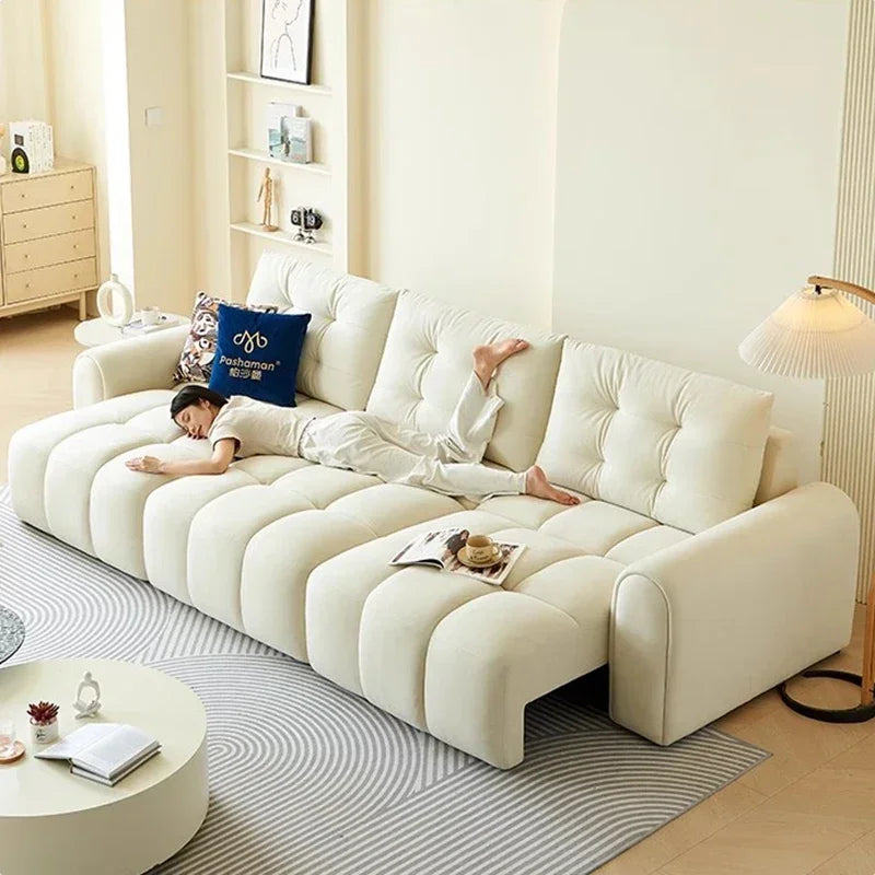 Nordic Electric Sofa Bed Fabric Art Cream Style Balcony Living Room Reclining Sofas Pouf Modular Home Furniture Sofa Cama FYRS