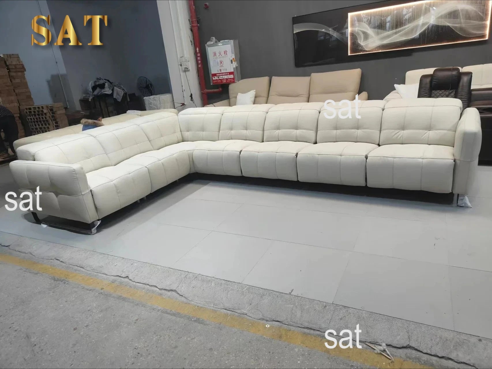 Luxury Genuine Leather Sectional Couch, Modern L-Shaped Dual Motors Electric Recliner Sofa with Adjustable Headrest Theater Room