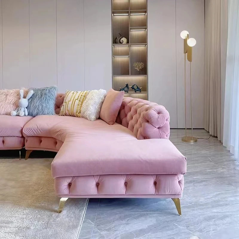 Cheap Pink Living Room Sofas Oversized Luxury Corner Sectional Living Room Sofas Single Modern Couch Wohnzimmer Furniture Home