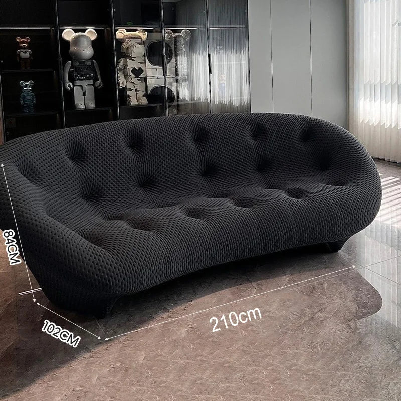 Modern 3D Knitte Fabric Living Room Sofa Comfortable Soft Sponge Seat Sofas Luxury Office Hotel Lounge Couches with Wood Frame