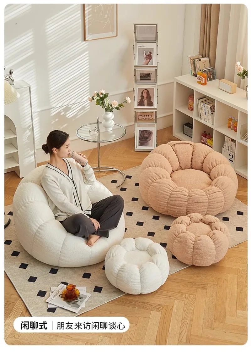 Lazy Pumpkin Sofa Nordic-Style Single Sofa Chair EPS Particle Filling Soft Comfortable Home Living Room Balcony Bedroom Sofa set